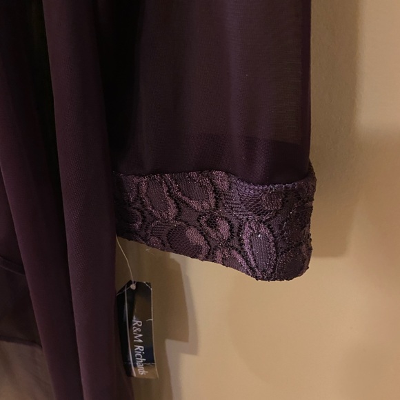 R&M Richards open front plum/sheer cardigan - size 16 - NWT - Picture 6 of 12